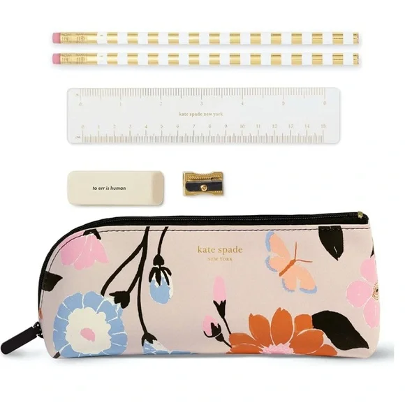 KATE SPADE Garden Floral Pencil Case with Spade Office Supplies - Picture 2 of 13